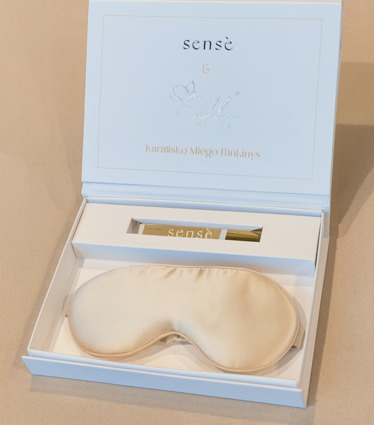 Karališko miego rinkinys su natūraliu kvapu ir šilkiniais miego akiniais