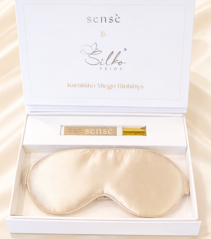 Karališko miego rinkinys su natūraliu kvapu ir šilkiniais miego akiniais