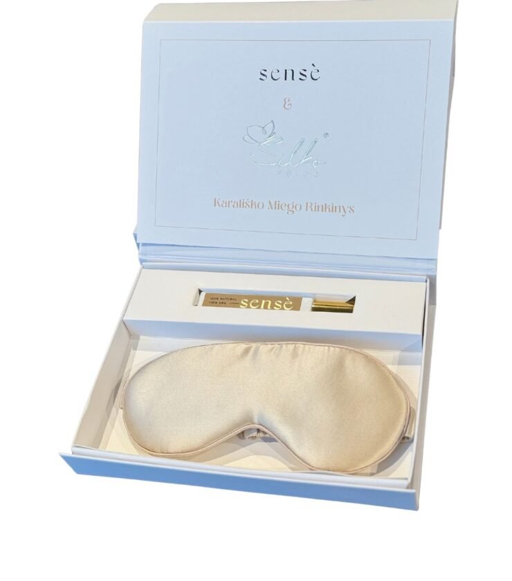 Karališko miego rinkinys su šilkiniais miego akiniais